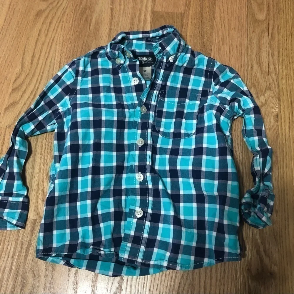 3T Button Down Shirt Bundle Boys Plaid Blue Yellow Collared Ralph Lauren